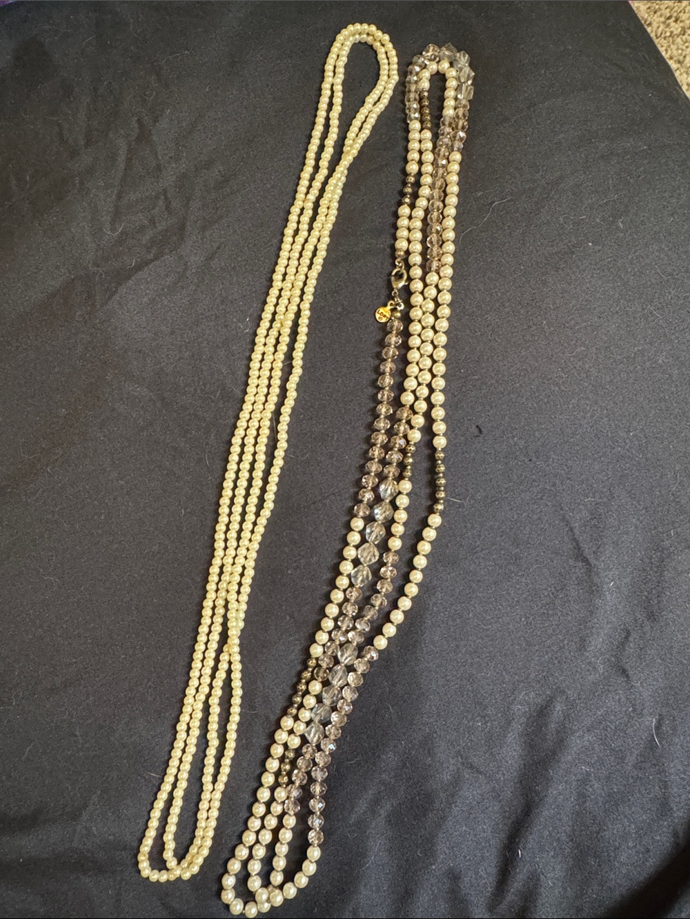 LOFT Cream and Smoky Brown Layered Bead Necklace